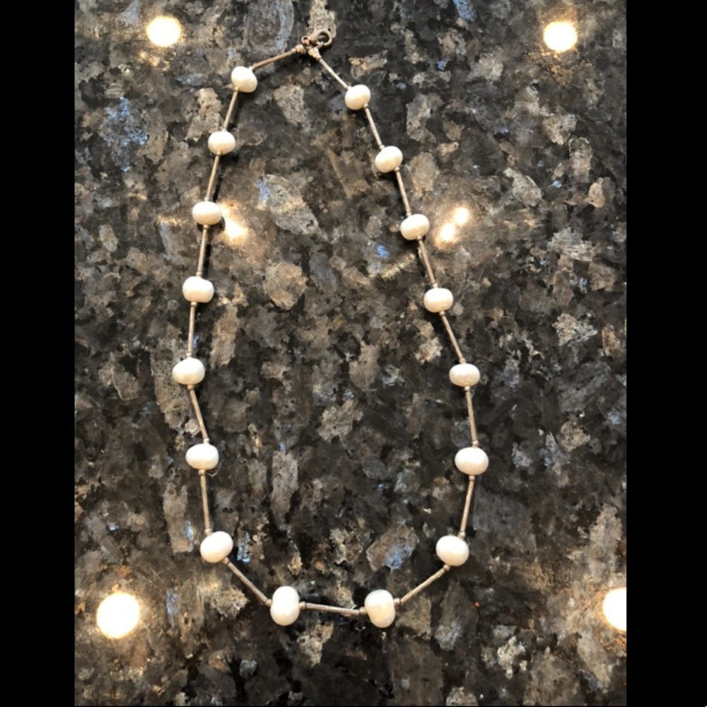 Freshwater pearl and sterling silver necklace